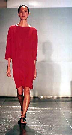 Dawning in red silk pique shift
